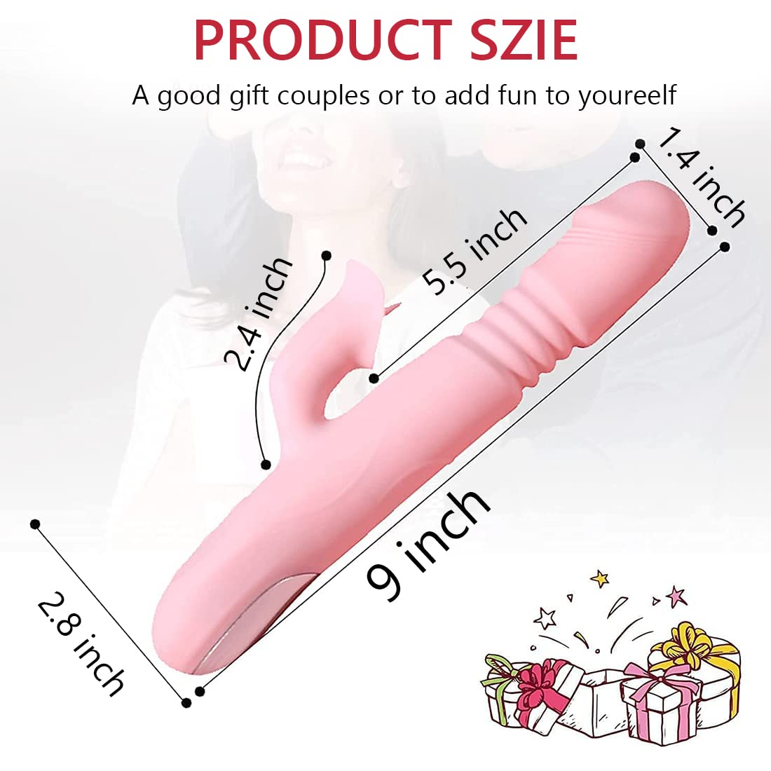 Thrusting Rabbit Vibrator for Women, G Spot Dildo Vibrator 3 Thrusting Rotating and 7 Clitoris Stimulator Vibrator 3 in 1 Rechargeable Heating Anal Dildo Adult Sensory Sex Toys (Pink)