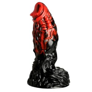 CREATURE COCKS Vulcan Silicone Dildo for Men, Women & Couples. Firm and Flexible, Strong Suction Base, Fantasy Dildo, Unique Texture. Premium Phthalate-Free & Body-Safe Silicone. 1 Piece, Red