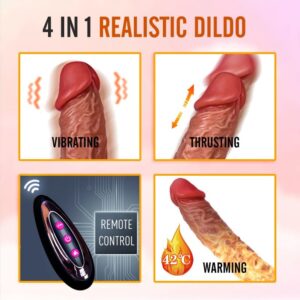 Realistic Vibrating Thrust Dildo Vibrator Adult Sex Toy, 7.9 Inch Heated Dildo with Powerful Suction Cup, Silicone Adult Sex Toys for Women Couples