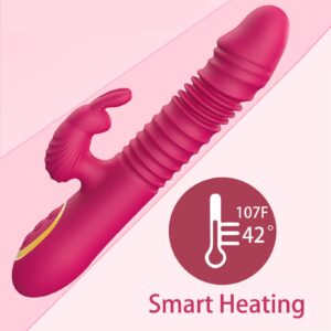 Thrusting Vibrator Dildo for Women - G Spot Rabbit Vibrator with 10 Vibration 10 Thrusting Modes, Vagina Vibrator for Clit Nipple Anal Stimulation, Rechargeable Adult Sex Toys
