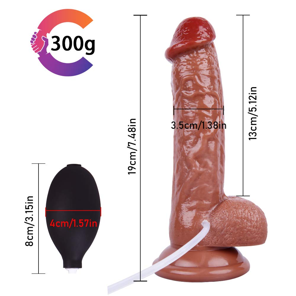 Squirting Dildo with Powerful Suction Cup Design Silicone Ejaculation Dildo for Hands Free Play Soft Realistic Dildo with Curved Stem and Balls Adult Sex Toys for Female G-Spot and Anal Prostate