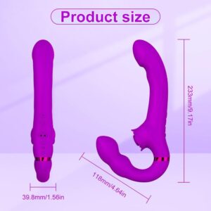 Female G-spot Vibrator, Strapless Dildo Vibrator, Triple Motorized Strap-on 25 Vibration Patterns and Remote Control, Adult Anal Sex Toys for Lesbian Couples (Purple)