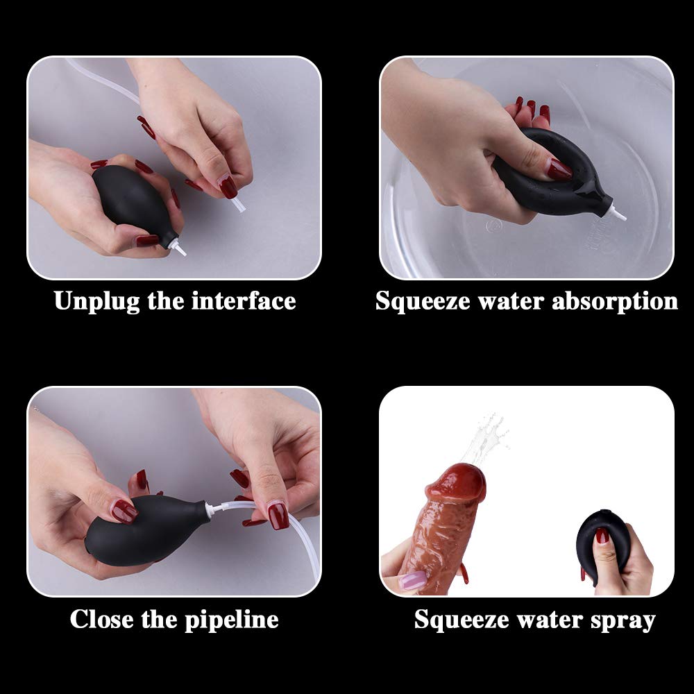 Squirting Dildo with Powerful Suction Cup Design Silicone Ejaculation Dildo for Hands Free Play Soft Realistic Dildo with Curved Stem and Balls Adult Sex Toys for Female G-Spot and Anal Prostate