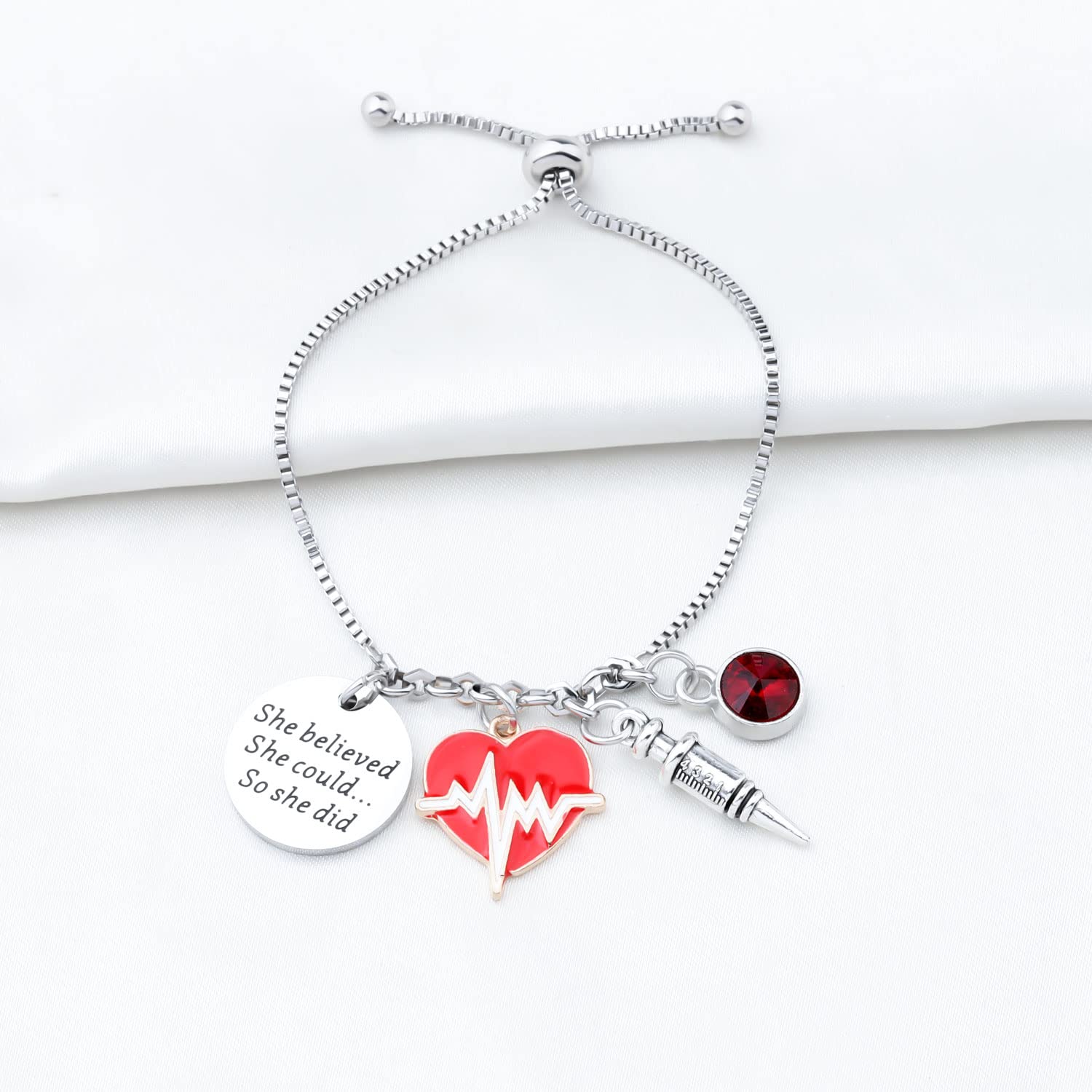 PLITI Phlebotomist Gift Phlebotomy Technician Gift Phlebotomy Graduation Gift She Believed She Could So She Did Bracelet (she believed Phlebotomy bg)