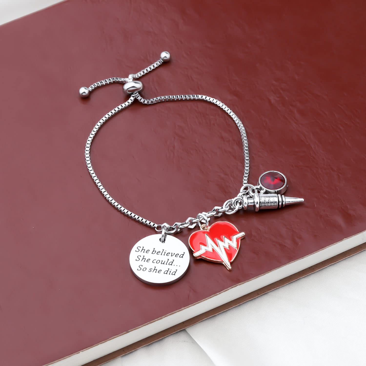 PLITI Phlebotomist Gift Phlebotomy Technician Gift Phlebotomy Graduation Gift She Believed She Could So She Did Bracelet (she believed Phlebotomy bg)