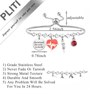 PLITI Phlebotomist Gift Phlebotomy Technician Gift Phlebotomy Graduation Gift She Believed She Could So She Did Bracelet (she believed Phlebotomy bg)