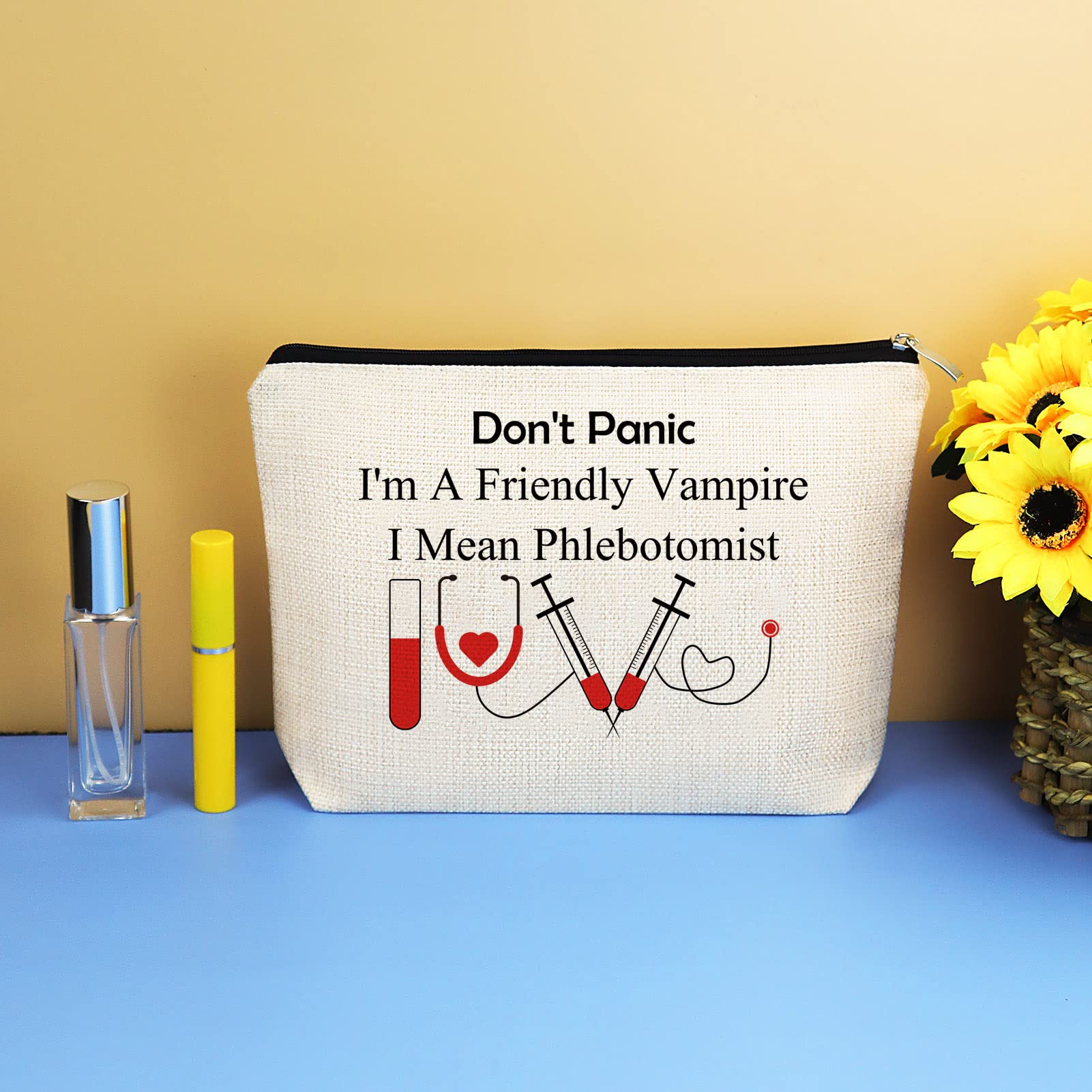 Funny Nurses Makeup Bag Gift Phlebotomist Gifts Phlebotomy Technician Phlebotomist Nurse Gifts Cosmetic Bag Pouch for Women Nurses Day Birthday Gift for Technician Hematologist Medical Technologist