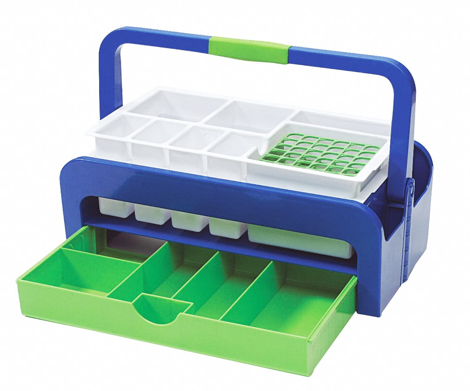 Heathrow Scientific Phlebotomy Tray Tote with Drawer and Folding Handle, Lightweight, Disposable Inserts Included