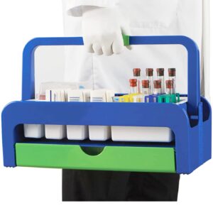 Heathrow Scientific Phlebotomy Tray Tote with Drawer and Folding Handle, Lightweight, Disposable Inserts Included