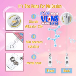 ANDGING Funny Phlebotomy Badge Reel Holder Retractable Badge Clips It's The Veins for Me Cute Phlebotomist Nursing Badge Reels Retractable for Nurses Medical ID Card Badge Holder Office Accessories