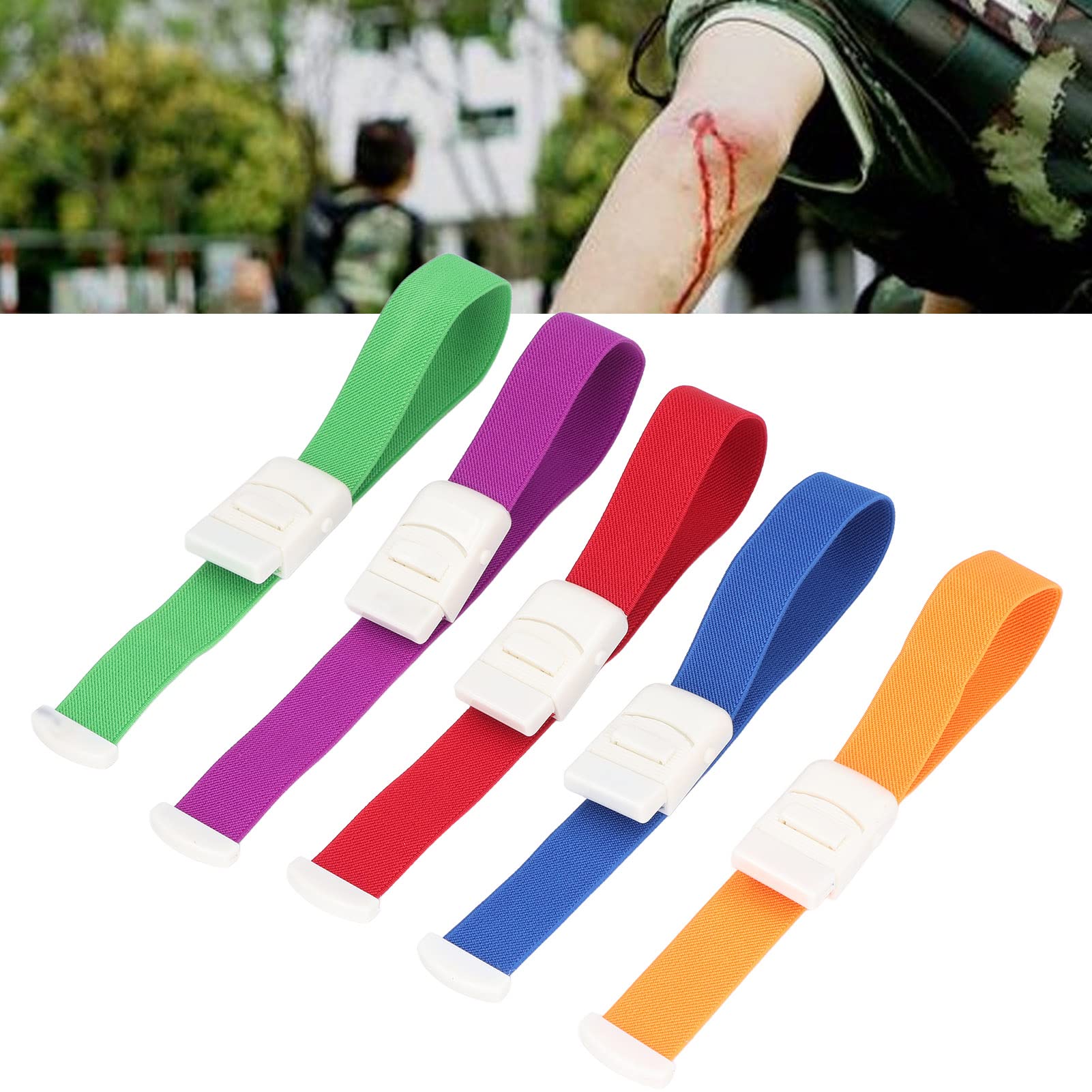 5-Pack Tourniquets Elastic emergency Quick Release Medical Sport Emergency Buckle Band,5 Color, tourniquetes quick release tourniquet tourniquet kit phlebotomy gifts tourniquet turniquitt phlebot