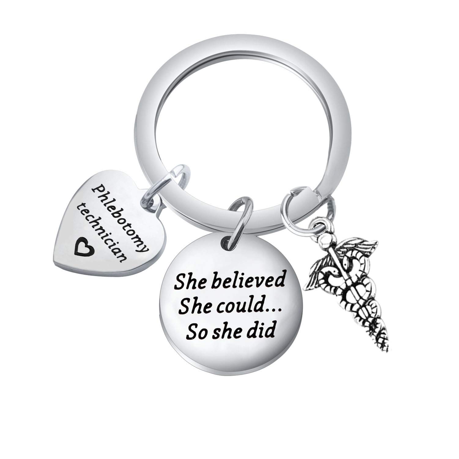 PLITI Phlebotomy Gifts Phlebotomy Technician Keychain She Believed She Could So She Did Keyring (Phlebotomy She Believed2)