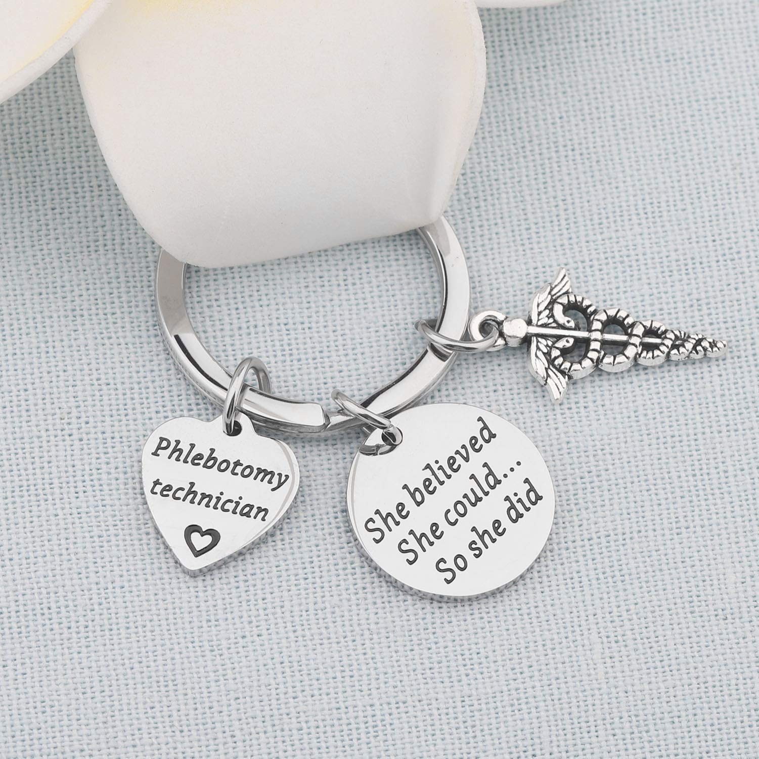 PLITI Phlebotomy Gifts Phlebotomy Technician Keychain She Believed She Could So She Did Keyring (Phlebotomy She Believed2)