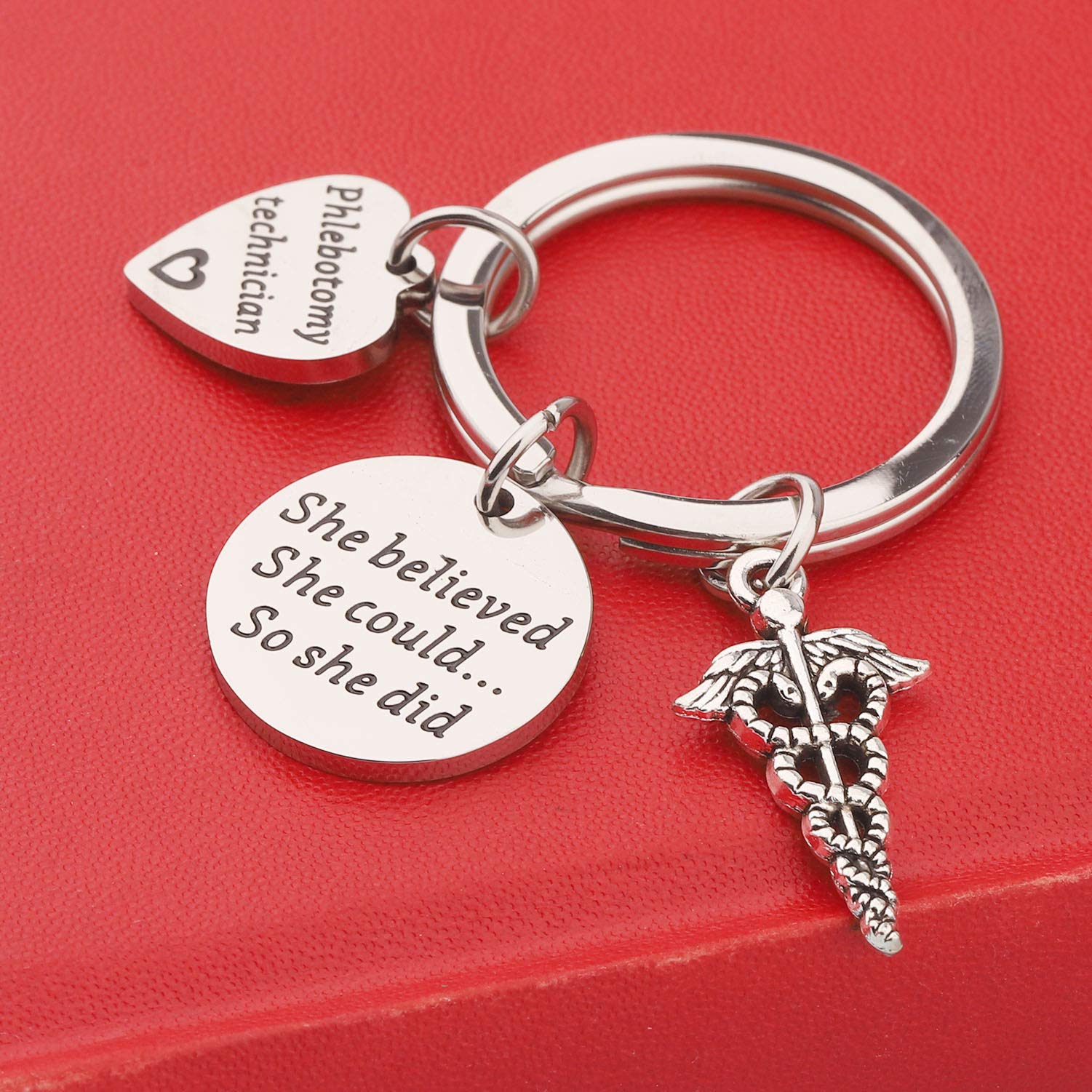 PLITI Phlebotomy Gifts Phlebotomy Technician Keychain She Believed She Could So She Did Keyring (Phlebotomy She Believed2)