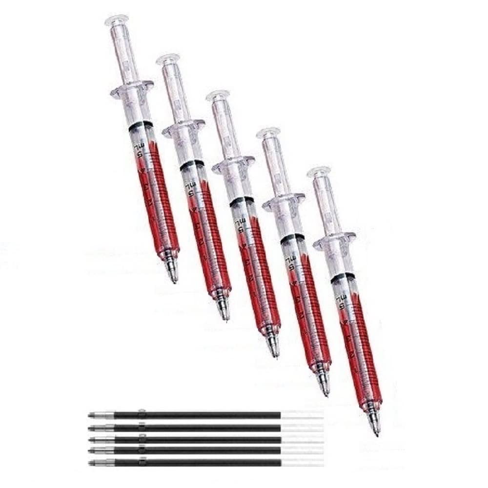 Generic Double Value Novelty Ballpoint Pens with Extra Refills, Black, 5 Pack