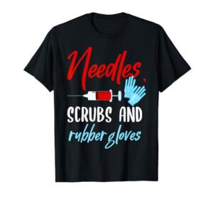 phlebotomist needles scrubs gloves phlebotomy tech nurse t-shirt