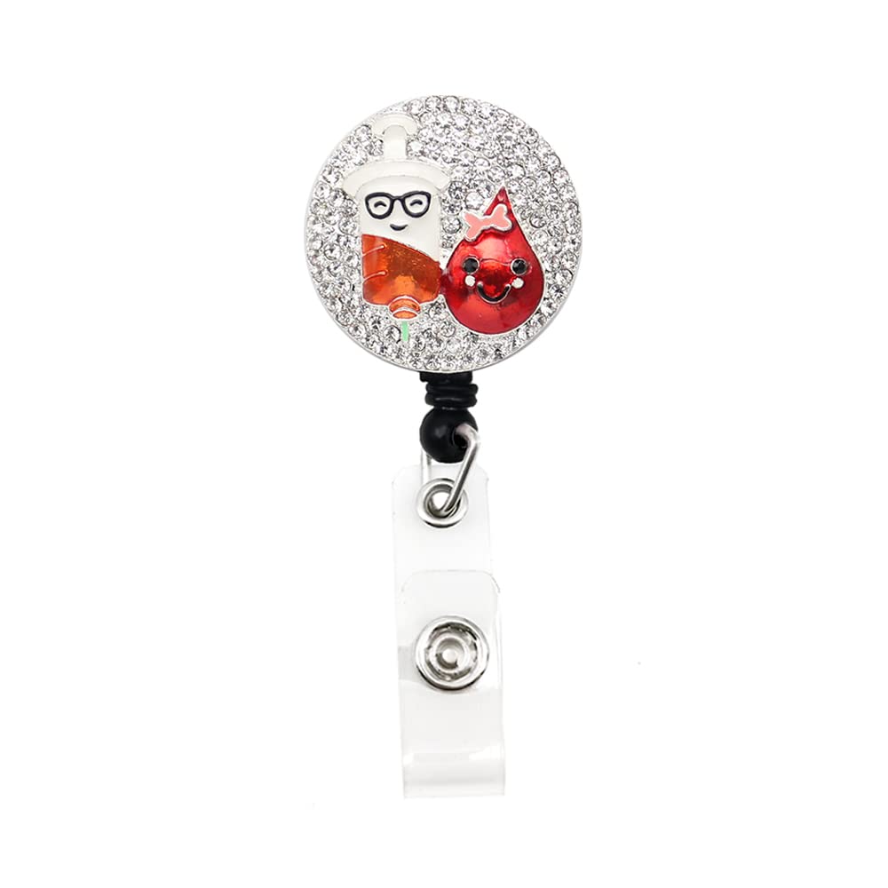 Cute Rhinestone Dropping Nurse Retractable ID Pull Badge Reel Holder