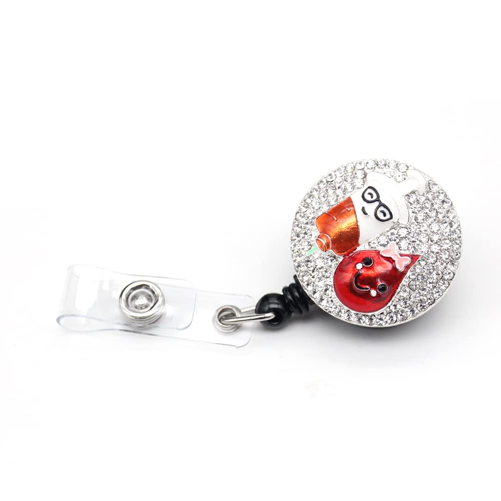 Cute Rhinestone Dropping Nurse Retractable ID Pull Badge Reel Holder