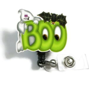 Cute BOO Halloween Badge Reel, Ghost Bat Badge Clip, Funny Halloween BOO Badge Holder, Funny Nurse Retractable Badge ID Holder, RN Badge Reel, PT Gift, Phlebotomy Badge