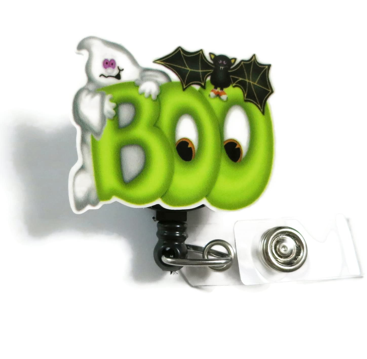 Cute BOO Halloween Badge Reel, Ghost Bat Badge Clip, Funny Halloween BOO Badge Holder, Funny Nurse Retractable Badge ID Holder, RN Badge Reel, PT Gift, Phlebotomy Badge