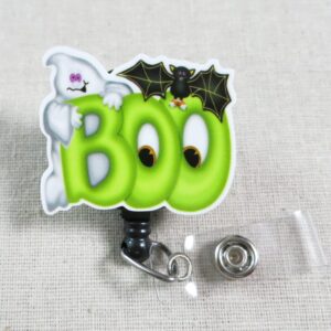 Cute BOO Halloween Badge Reel, Ghost Bat Badge Clip, Funny Halloween BOO Badge Holder, Funny Nurse Retractable Badge ID Holder, RN Badge Reel, PT Gift, Phlebotomy Badge