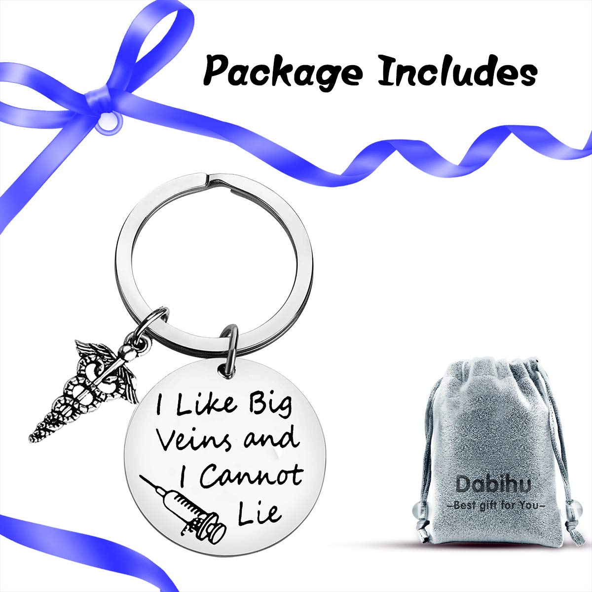 Dabihu Phlebotomist Keychain, I Like Big Veins and I Cannot Lie, Funny Nurse Gift for Phlebotomist, Graduation, Christmas, Birthday, Keyring