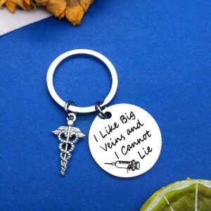 Dabihu Phlebotomist Keychain, I Like Big Veins and I Cannot Lie, Funny Nurse Gift for Phlebotomist, Graduation, Christmas, Birthday, Keyring