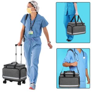 Medical Bag Rolling Roller Bag Trolley Duffel Nurses Emt Cna RN Empty for First Aid Responder Home Health Care Nursing Student Roll Duffle Bag Carry on with Wheels wheeled Work Physicians Doctor