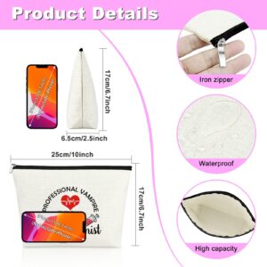 Phlebotomy Gifts 2Pcs Makeup Bag Nurse Accessories for Work Bag Phlebotomist Graduation Cosmetic Bag Appreciation Gifts for Phlebotomist Technician Hematologist Medical Gift Funny Travel Makeup Pouch