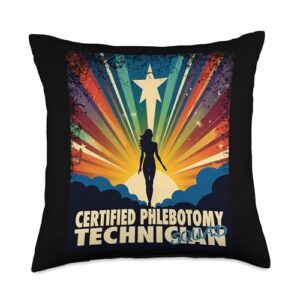 certified phlebotomy technician gifts certified phlebotomy technician funny female hero job women throw pillow, 18x18, multicolor