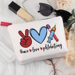 BDPWSS Phlebotomist Gift For Women PBT Nurse Graduation Gift Peace Love Phlebotomy Funny Phlebotomy Technician Makeup Bag (Peace love phle)