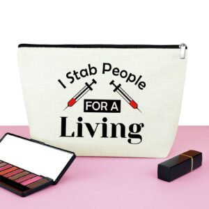Funny Phlebotomist Gift for Women Makeup Bag Phlebotomy Appreciation Gift Cosmetic Bag Thank You Gift for Medical Technologist Dialysis Technician Practitioner Graduation Gift Travel Toiletry Pouch