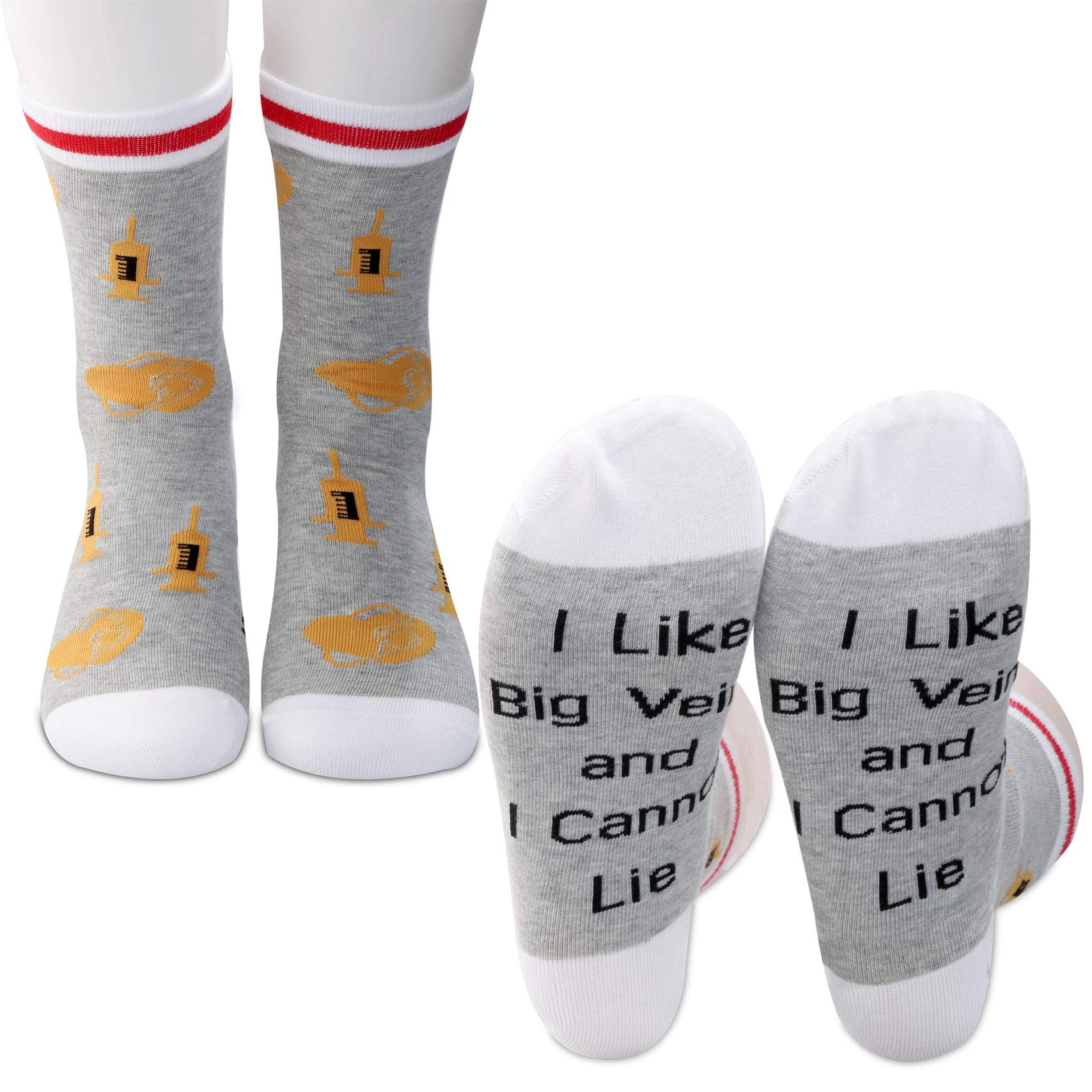 PXTIDY 2 PAIRS Phlebotomy Socks Phlebotomist Gift I Like Big Veins Novelty Socks Phlebotomy Technician Nurse Gifts