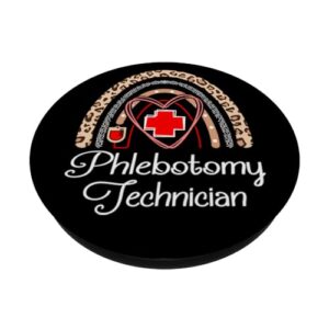 Phlebotomy Technician Boho Rainbow Funny Phlebotomist PopSockets Standard PopGrip