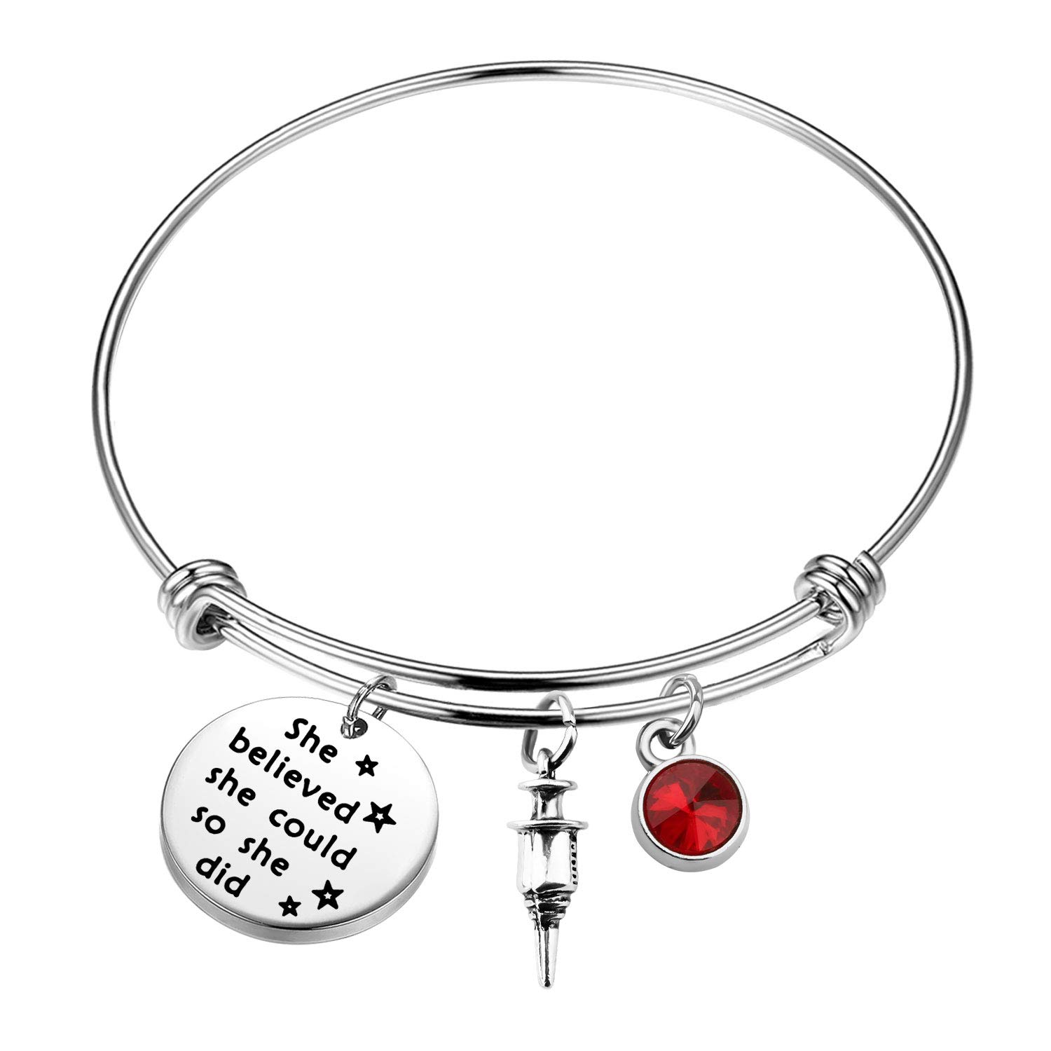 AKTAP Phlebotomist Gift Nurse Phlebotomist Bangle Bracelet She Believed She Could Phlebotomy Graduation Gifts For Technician Hematologist Medical Technologist (Nurse Phlebotomist Bracelet)