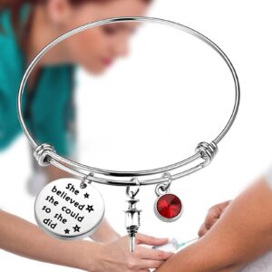 AKTAP Phlebotomist Gift Nurse Phlebotomist Bangle Bracelet She Believed She Could Phlebotomy Graduation Gifts For Technician Hematologist Medical Technologist (Nurse Phlebotomist Bracelet)