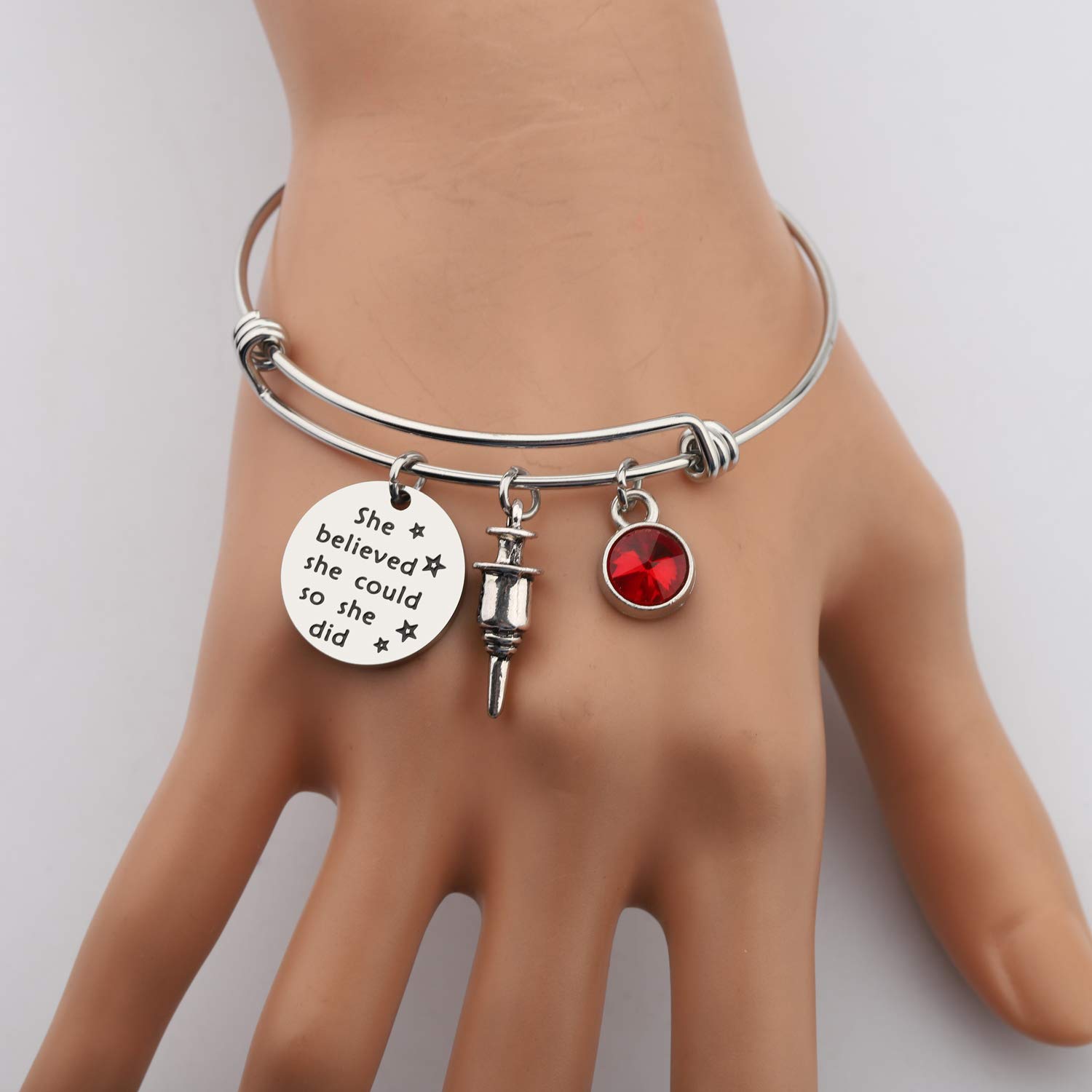 AKTAP Phlebotomist Gift Nurse Phlebotomist Bangle Bracelet She Believed She Could Phlebotomy Graduation Gifts For Technician Hematologist Medical Technologist (Nurse Phlebotomist Bracelet)