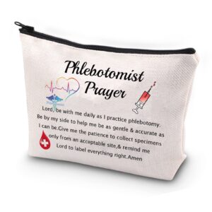 JYTAPP Phlebotomist Gifts Phlebotomist Prayer Cosmetic Makeup Bag For Women Phlebotomy Technician Gifts PBT Nurse Graduation Gifts Phlebotomist Nurse Lab Tech Gifts