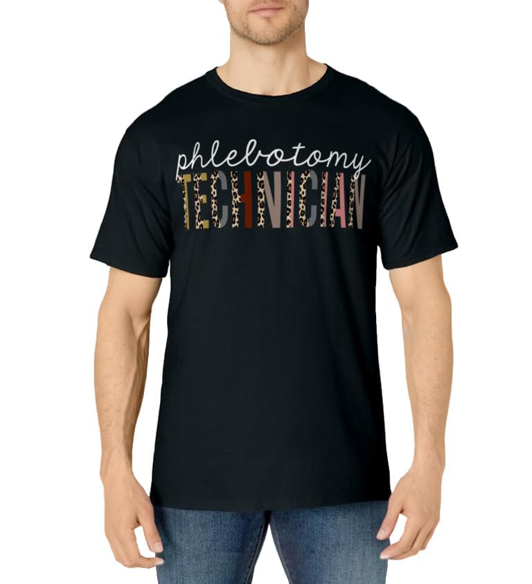 Phlebotomy Technician Leopard Print Funny Appreciation T-Shirt