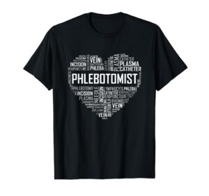phlebotomy technician phlebotomist t shirt love heart gift t-shirt