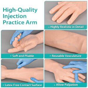 MedEduQuest Intravenous Practice Arm Kit for Nursing Student，Phlebotomy Practice Kit Latex-Free with Portable Case（Education Use Only）