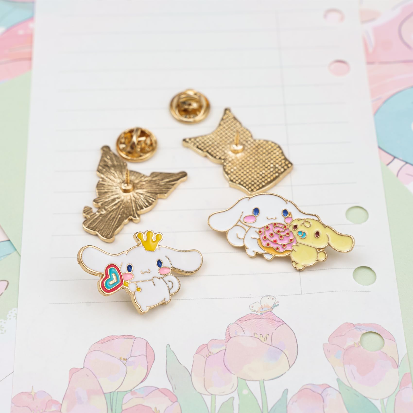 6 Pcs Anime Brooch Pins Melody Cat Enamel Pins for Backpacks Clothing Jackets Hats Kawaii Cartoon Decoration Gifts