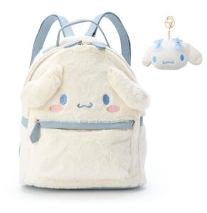 kowckxi cute mini plush backpacks, cat face soft fuzzy purse handbags, 2pcs set white