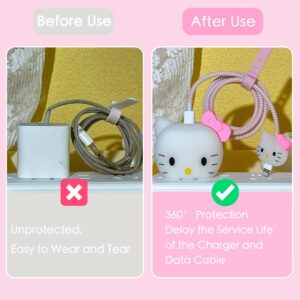 MTYXYTM 3D Cute Cartoon Series Fast Charger Protector for iPhone 18W 20W iPhone 14 13 12 11 Pro Max Fast Charging Cable Charger Head Cover Cable Accessory Data Cable Protective Sleeve, No.01(4in1)