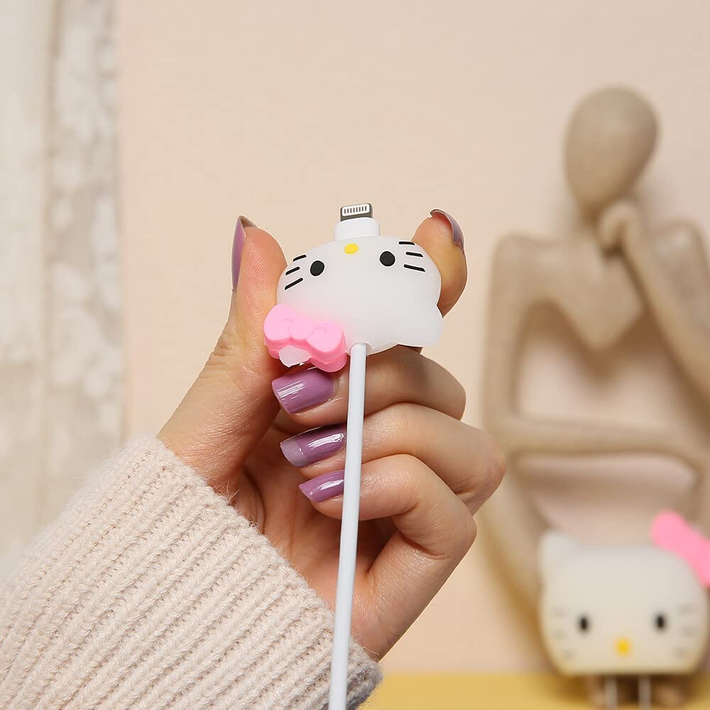 MTYXYTM 3D Cute Cartoon Series Fast Charger Protector for iPhone 18W 20W iPhone 14 13 12 11 Pro Max Fast Charging Cable Charger Head Cover Cable Accessory Data Cable Protective Sleeve, No.01(4in1)