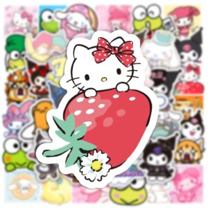 JXJMYU 50pcs Cute Kawaii San-Rio Kuro mi Me lody Cinnamo roll Stickers for Skateboard Trunk Laptop Computer Water Bottles Car Teens Boys Girls Decal Waterproof Sticker