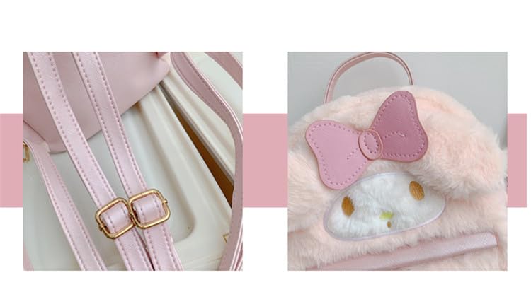 KFTHKOR Cute Backpack, Fluffy Backpack, Lovely Schoolbag Kawaii Girl Backpack (Pink)