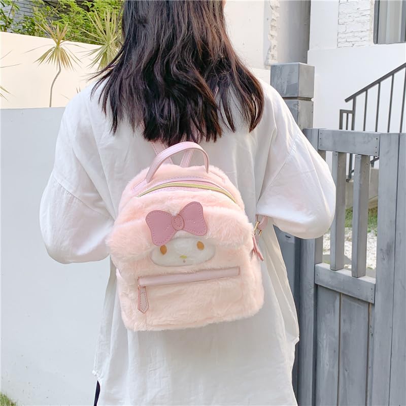 KFTHKOR Cute Backpack, Fluffy Backpack, Lovely Schoolbag Kawaii Girl Backpack (Pink)