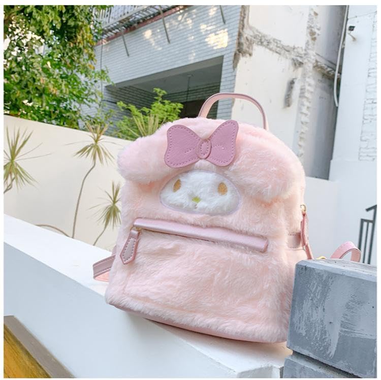 KFTHKOR Cute Backpack, Fluffy Backpack, Lovely Schoolbag Kawaii Girl Backpack (Pink)