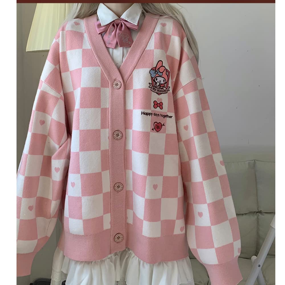 Women's Japan Cute Cardigan Sweater Kawaii JK Uniform Cardigan Sweater Cosplay Sweater (Pink, L)